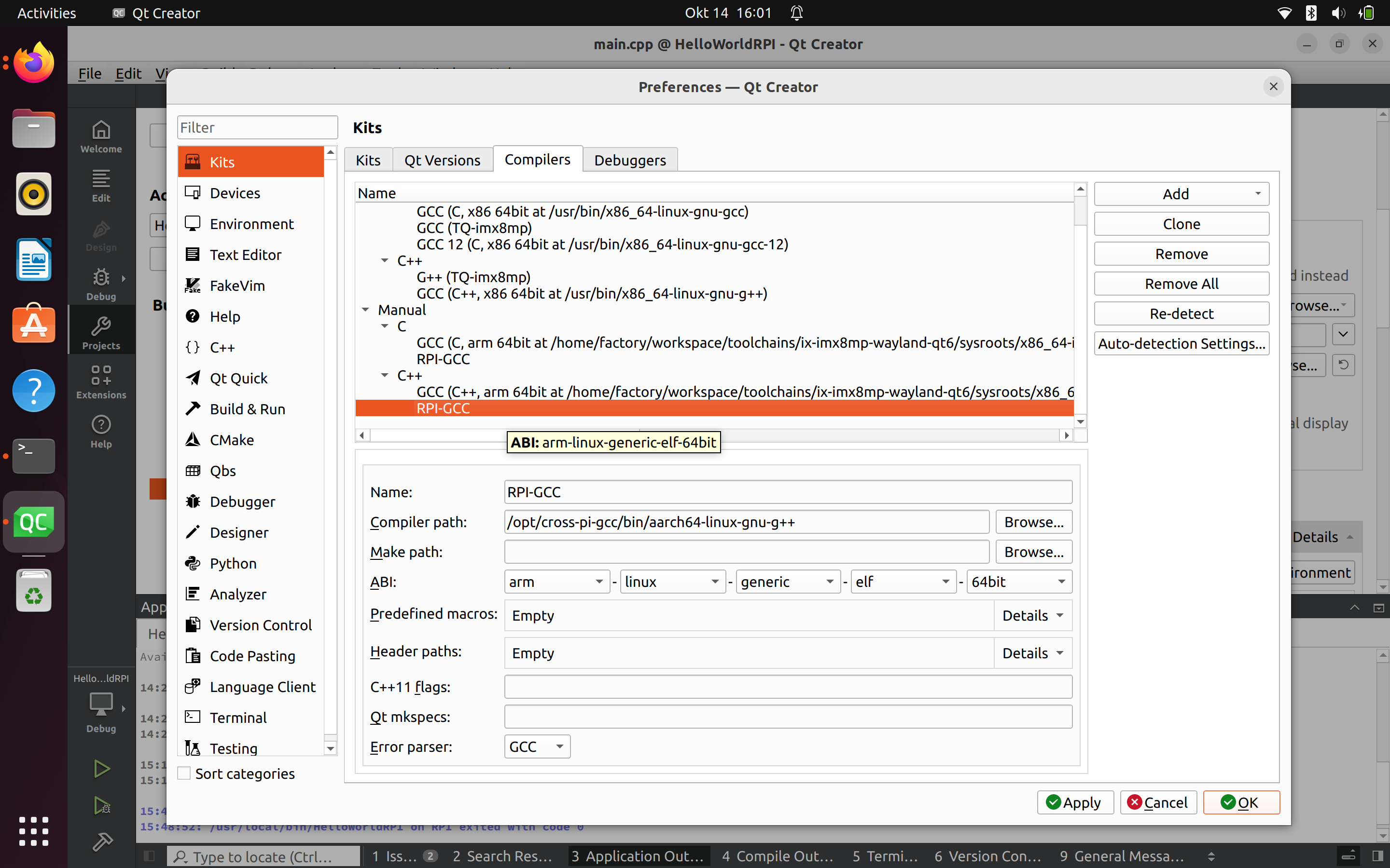 Qt 6.8 Cross-Compilation for Raspberry Pi et skjermbilde av en datamaskin