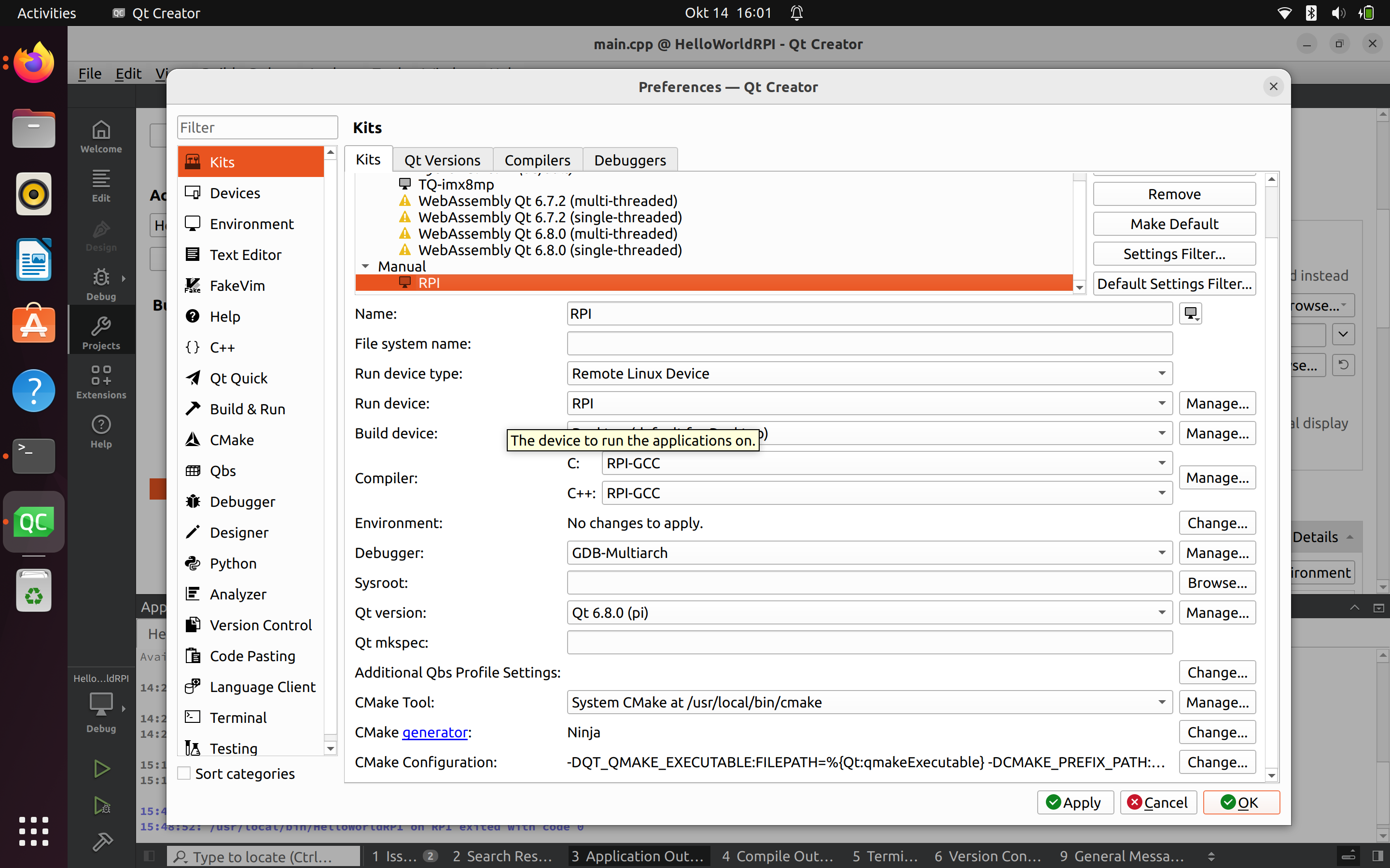 Qt 6.8 Cross-Compilation for Raspberry Pi et skjermbilde av en datamaskin