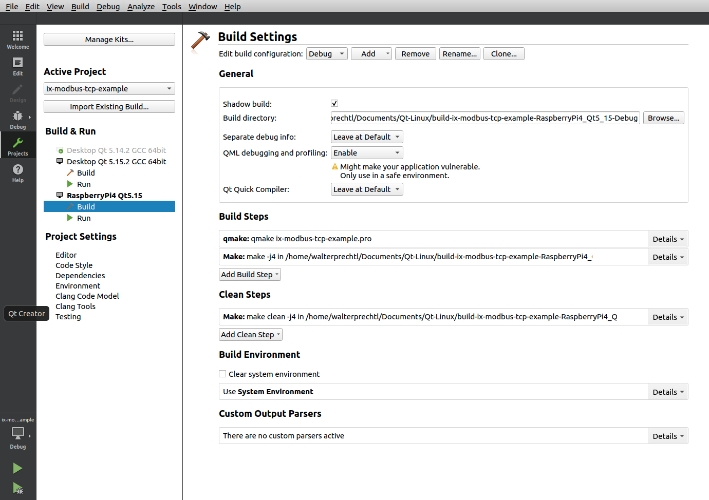 Indlejret software Raspberry Pi - Konfigurer Qt Creator på Ubuntu 20 LTS til krydskompilering af et skærmbillede af en computer
