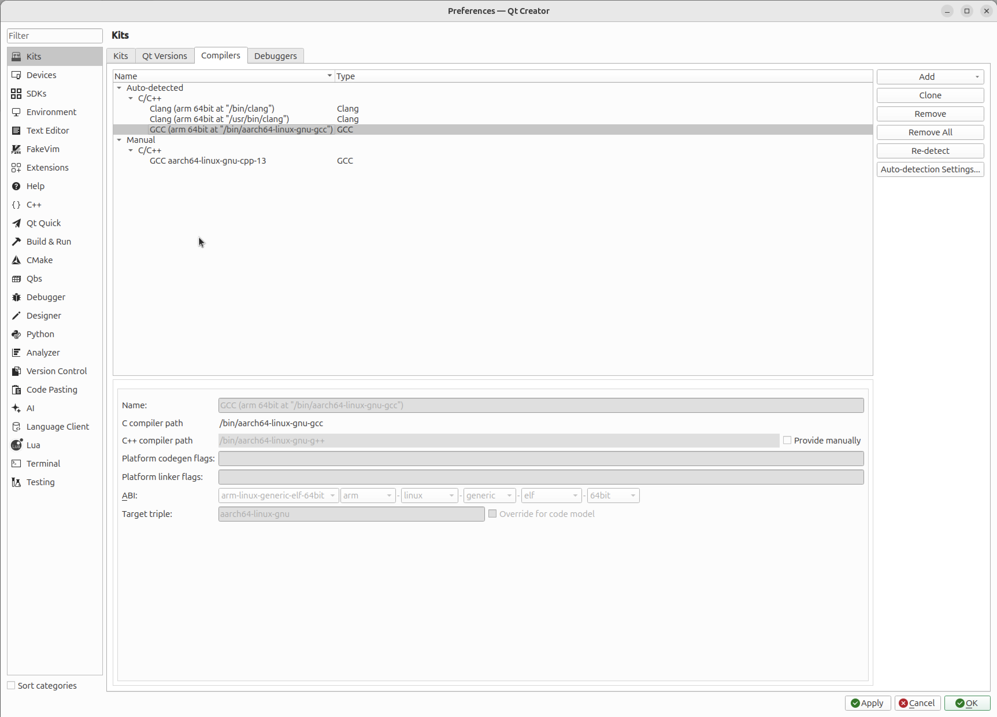 Compilere til QtCreator-indstillinger
