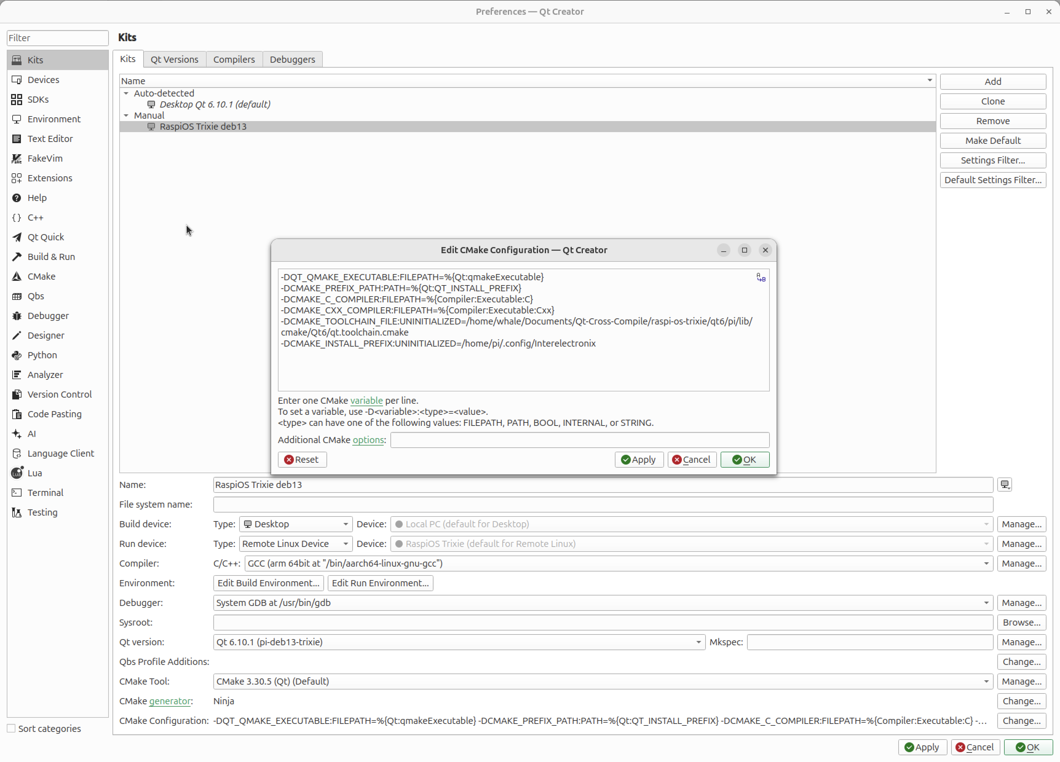 QtCreator-indstillingssæt