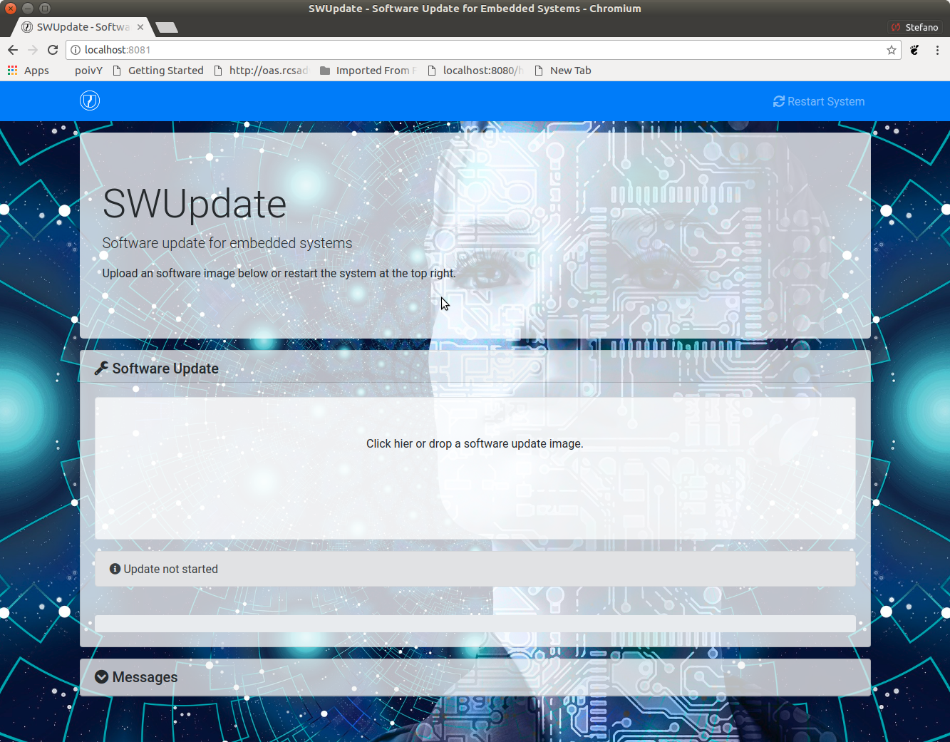 Web-selaimen graafinen käyttöliittymä SWUpdate