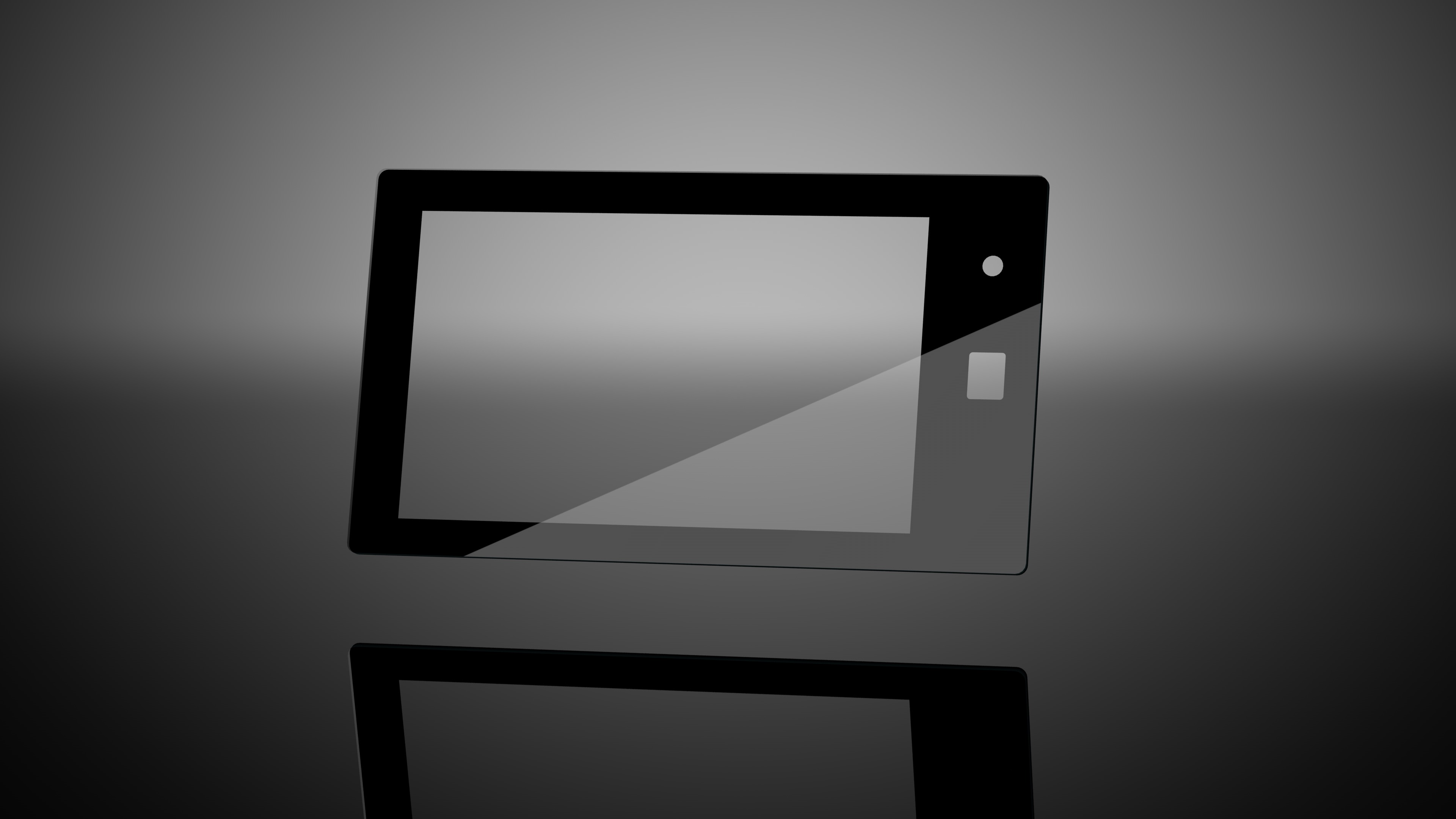 <deepl translate="no">Impactinator®</deepl> Glas - Udskrivning af en sort tablet med skærm